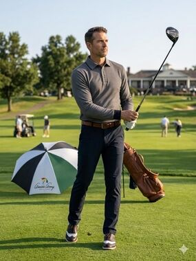 Palmer Golf Black & White Houndstooth Polo